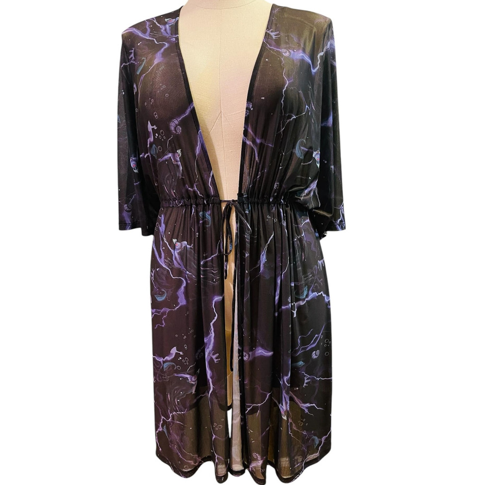 Torrid 00/0 Disney Little Mermaid Ursula Mesh Swim Swimsuit Cover Up Kimono New